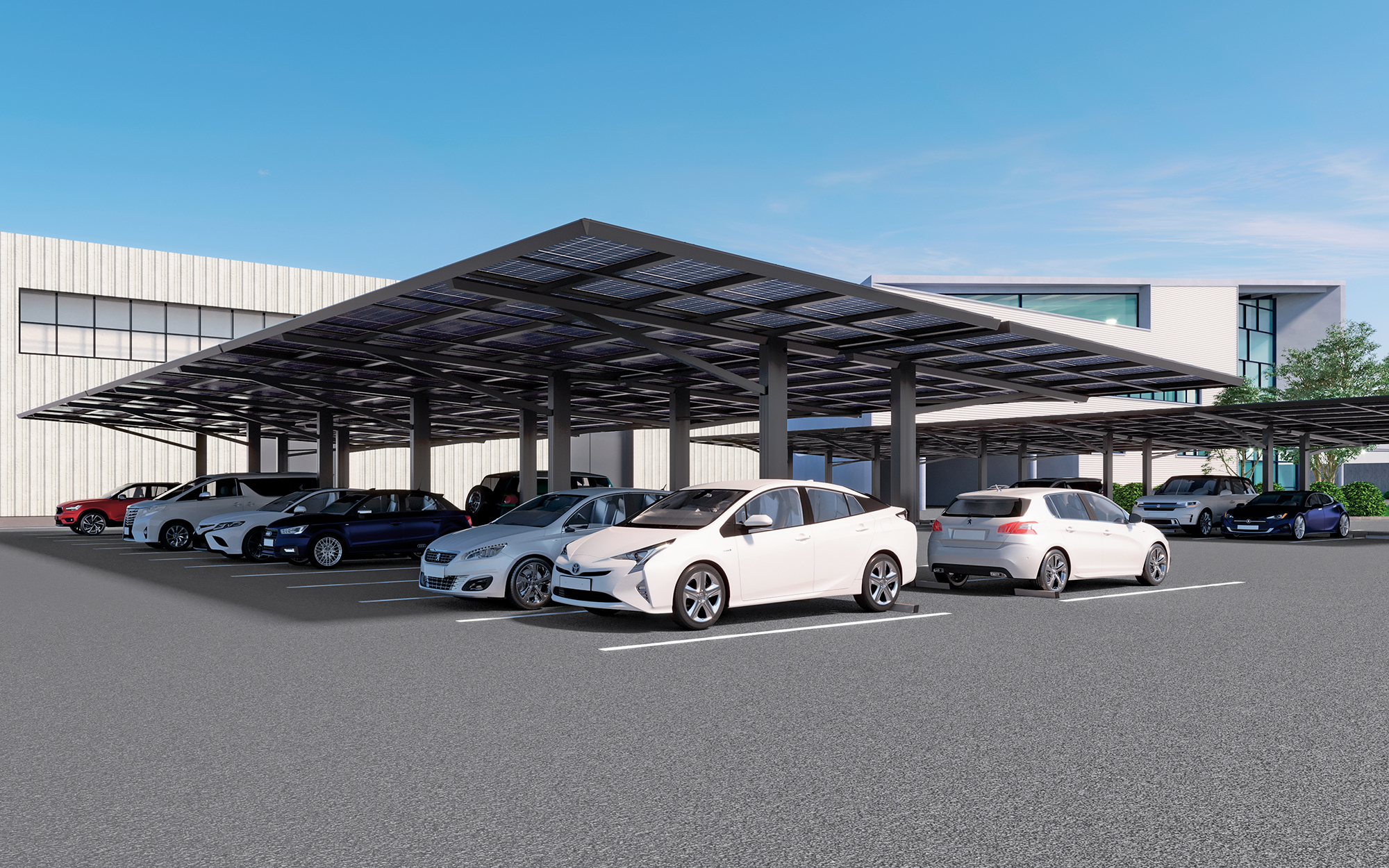 後方支柱でストレスフリーな大規模駐車場を実現。